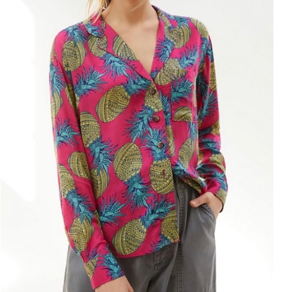 Anthropologie Janine Lecour Pineapple Button down XS - Picture 1 of 11